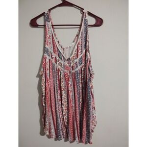 Maurices Women's Sleeveless Boho Floral Blouse Size 1x